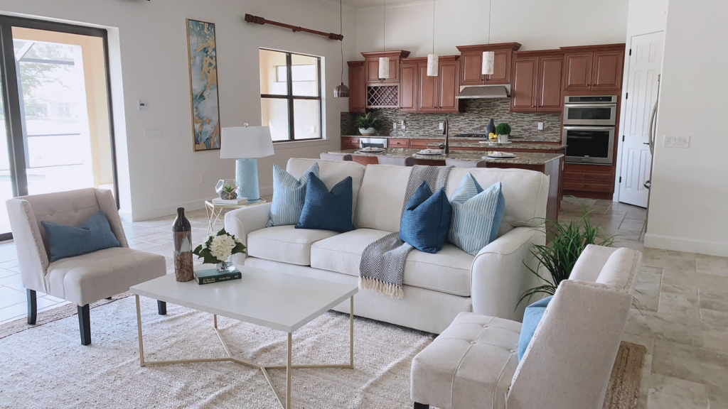 staging with light color furniture and new paint