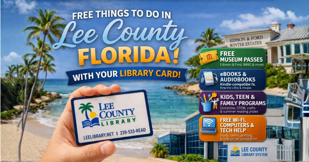 free things to do in Lee County Florida with a library card including museum passes ebooks audiobooks and kids programs