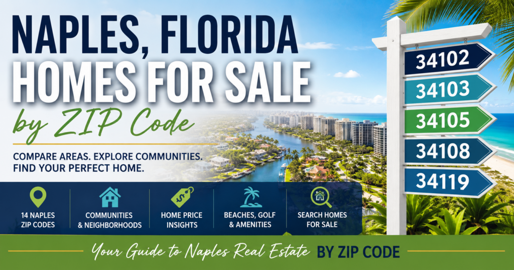 Naples, Florida homes for sale by ZIP code featuring Naples neighborhoods and communities.